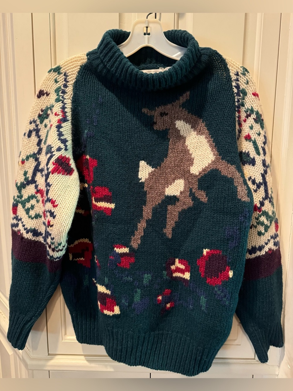 Women’s Eagles Eye Reindeer Shetland Wool Pullover Sweater - Size Small